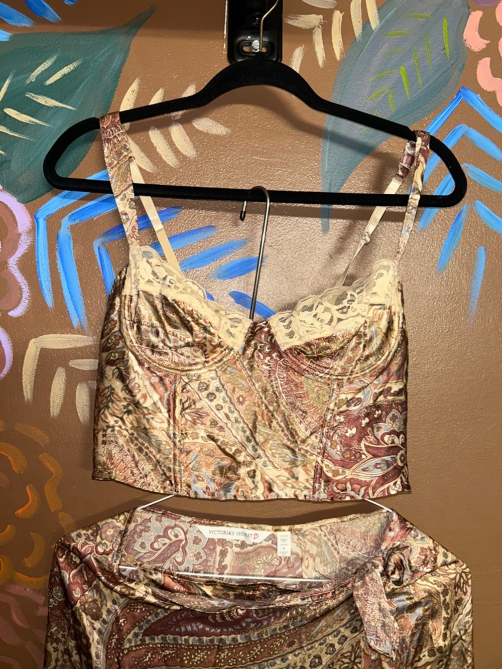 Victoria Secret Two-Piece Crop Top & Midi Skirt Set - Gold and Burgundy - Picture 3 of 6